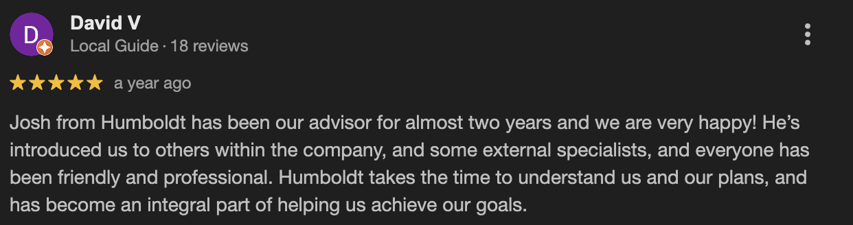 Google review from David Vorbrich