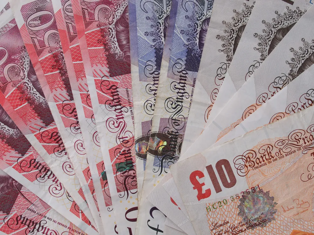 British pound notes fan