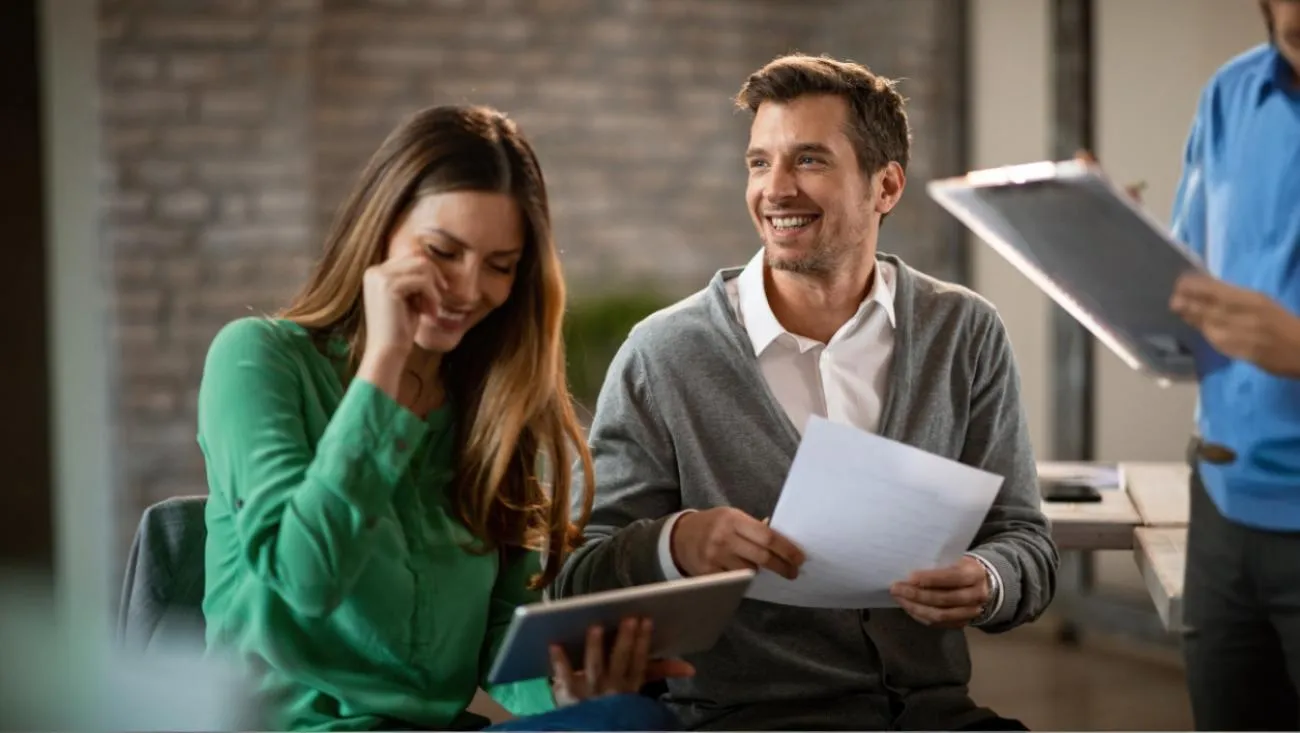 Business team reviewing financial reports
